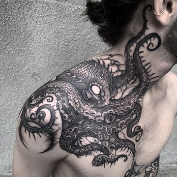 Мужское тату Осьминог